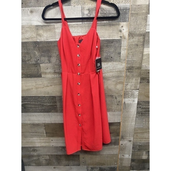 NWT I.N. San Francisco Dress - Size Small - Red - Buttons - Tie in Front - Picture 1 of 7
